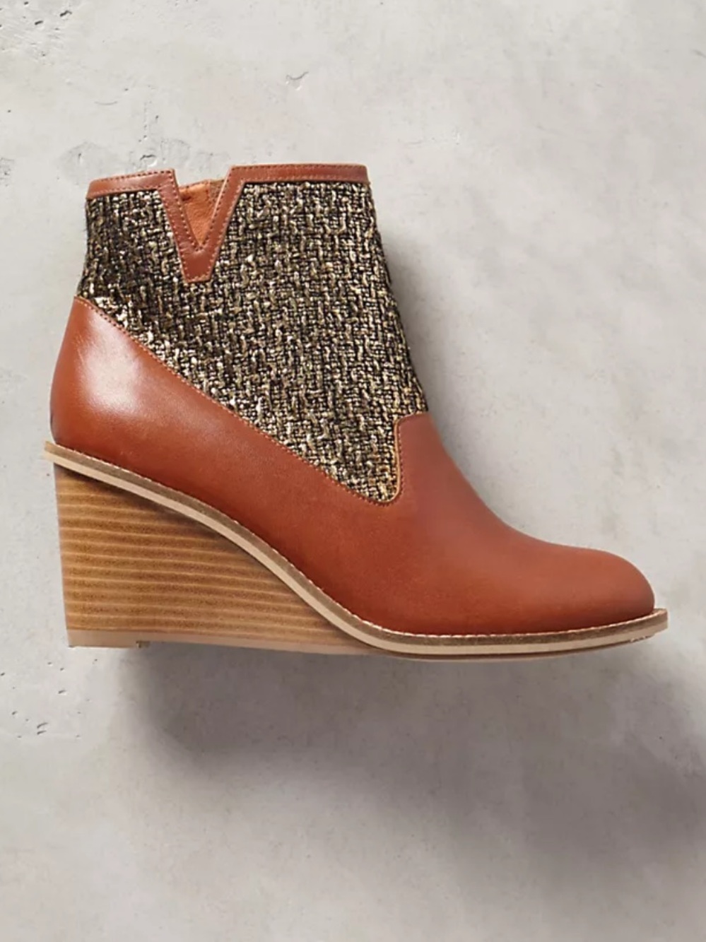 Schuler & Sons Metallic Tweed Wedge Booties